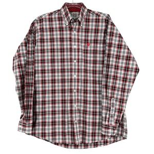Cinch Mens Small Button‎ Down Long Sleeve Plaid Western Shirt